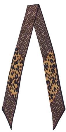 JERLA Schal aus 100 % Maulbeerseide, Schal, Kopfhaarband, Handtasche, Griff, Krawatte, Schal, Halstuch, Schal für Damen, braunes leopardenmuster, 47.24x2.17
