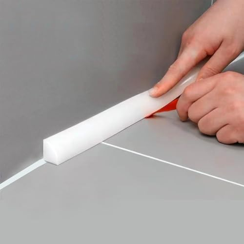 KEQKEV Bande flexible autocollante en caoutchouc, avec moulure à 4 tours, pour sols, coins, baignoire (blanc)