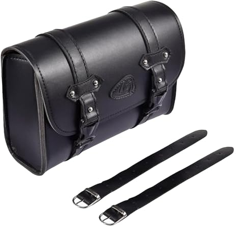Qutalmi Motorrad Satteltasche aus Leder, Abnehmba wasserdichte Gepäckträger Tasche, PU-Leder Werkzeug Rolle Motor Side Gepäck Travel Tool Hecktasche mit 2 Befestigungsriemen