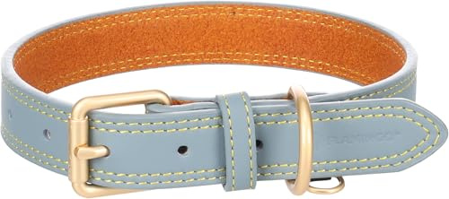 Flamingo Halsband für Hund Virginia hellblau M/L 38-48cm 25mm - Mit einem Ring für ID-Anhänger - Genäht für extra Stärke