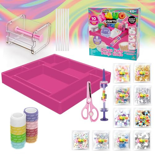 Giochi Preziosi Nano Craft Deluxe Nano Crafts Design Studio - Crea decoraciones únicas con pajitas, elementos decorativos, nano cinta y bomba de aire incluida, para niños a partir de 6 años