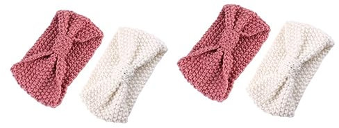 VALICLUD 4stücke Warmes Haargummi Mit Schleife Verstellbares Stirnband Aus Strick Für Damen Weiß Rosa Bequemes Und Elegantes Haaraccessoire Für Alltag Und Besondere Anlässe
