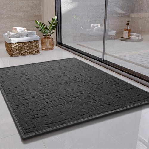 SIXHOME Tapis de Bain antidérapant Super Absorbant Tapis Baignoire Doux Tapis Sortie de Douche Lavable pour Salle de Bain Toilette(Gris foncé,80 * 80cm)