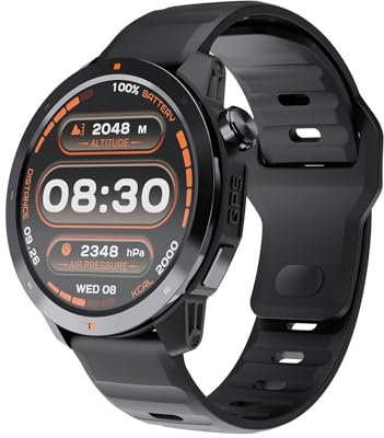 Orologio GPS impermeabile Orologio da uomo donna sportivo multi attività pedometro chiamate Bluetooth lunga durata monitoraggio frequenza bussola monitoraggio pressione atmosferica, Altimetro 1ATM,