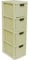 ALEEZ - 4 Drawer Storage Unit - Rattan Effect Plastic Tower Unit - Home Office Desktop Organizer - Cosmetic, stationery, Craft Table Top Drawer - Multipurpose Storage Solution (Cream, 4 Drawer)