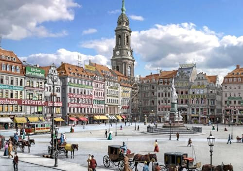 CALVENDO Poster 42,0 x 29,7 cm Querformat Dresden – Kreuzkirche und Altmarkt um 1900| Bilder, Kunstdruck, Wandbild, Wanddeko, Prints ohne Rahmen