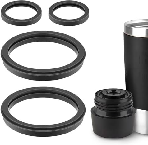 BESPOTCL 4er Silikon Dichtungsringe kompatibel mit EMSA Travel Mug Classic/Waves 0,36L & Grande 0,5L - Auslaufsichere Ersatzdichtungen für Thermobecher