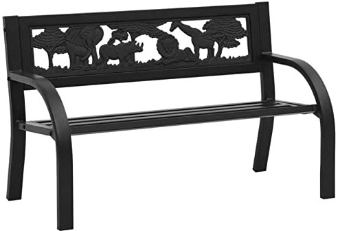 Gartenbank, Gartenbank aus Holz, Gartenbank mit Stauraum, Gartenbank für Kinder 86 cm Stahl