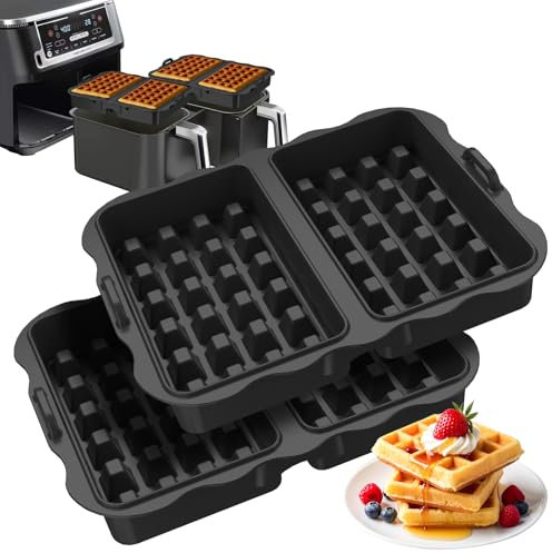 Orifesio Lot de 2 Moules à Gaufres en Silicone Compatible avec Cosori Twinfry 10L & Ninja AF500EU, Accessoires Réutilisables Gaufres Belges, Friteuse à Air Chaud Gaufres Accessoires