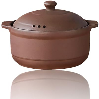Cazuela de terracota natural con tapas, ollas de arcilla para cocinar, ollas de arroz de barro sin esmaltar