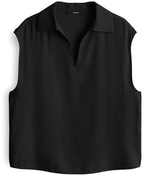 someday Damen Kurzarmbluse | Shirtbluse ZLAYA Regular mit Polokragen Black, 38