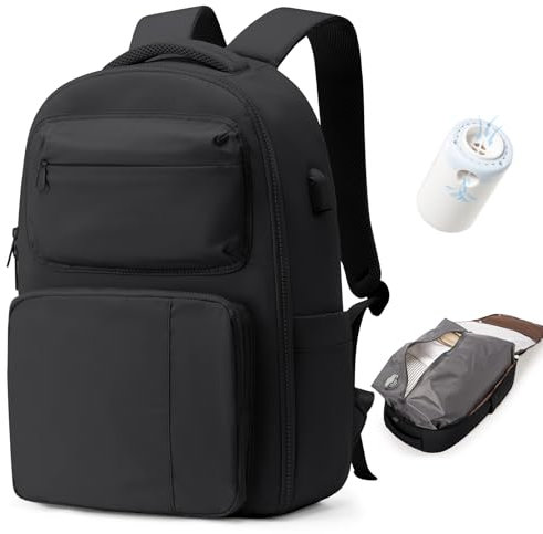 BJLFS Zaino da viaggio aereo Bagaglio a mano con Pompa per Sottovuoto Borse da Cabina per Ryanair 40x20x25 Airback con compressione sottovuoto,Zaino Casual per laptop da 14 pollici per Viaggi