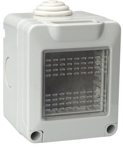 Scatola a montaggio esterno con sportello, 2 Modulo/posto, Compatibile con Vimar Plana, IP55 per esterno, Grigio, Custodia, Contenitore da parete porta frutti, per interruttori/prese, idrobox