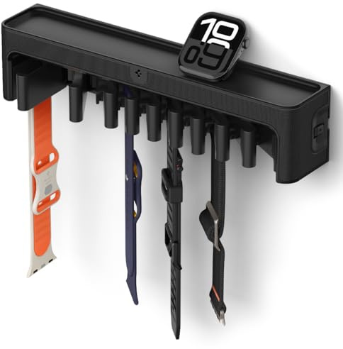Spigen Wandmontierter Apple Watch Band Organizer S341 mit oberem Ablage-Tablett - Schwarz