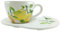 Genérico Taza de Café con Plato, Diseño de Limones y Hojas, Porcelana Blanca