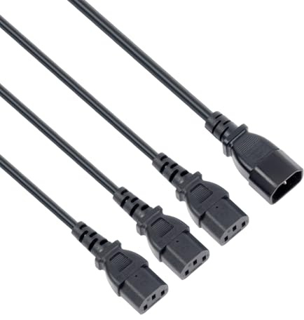 VulTech MU-UPS04 Cavo Sdoppiatore Splitter di Alimentazione per UPS | Ingresso 1x IEC C14 a Tripla Uscita 3x C13 | Multipresa Flessibile 1m | Max Carico 3000W 10A 250V per Server, Monitor e Ufficio