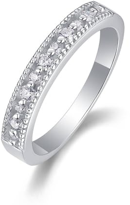 Skcess 14K Weißgold Engagement Ring, Engagement Ring 2mm Moissanit Weiß 0.75ct Größe 61 (19.4)