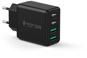 Tupneuf 60W USB C Ladegerät 4-Port, 30W PD Fast Charger Mehrfach USB C Netzteil Schnellladegerät für iPhone 17 16 15 14 Pro Max, iPad, Samsung S25, Kompakt Ladeadapter Stecker