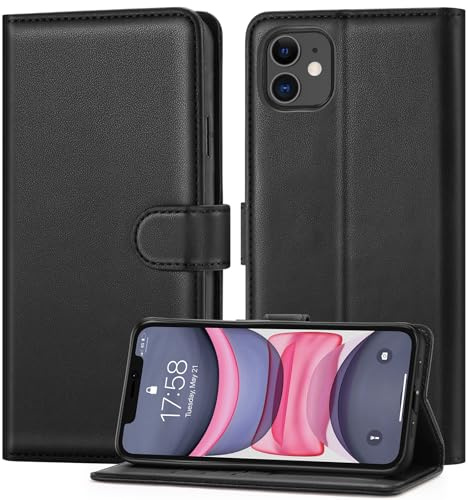 ivencase Portefeuille Coque pour iPhone 11, Noir | étui Cuir PU Magnétique, Pochette de Portefeuille, Fonction Stand Video, Porte Carte Credit, Rabat Housse