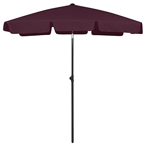 Mhdvray Parasol de plage rectangulaire rouge bordeaux 180 x 120 cm en polyester résistant aux UV avec mécanisme d'inclinaison et mât de 28/32 mm pour balcon, terrasse et jardin, rouge, 180 x 120 cm
