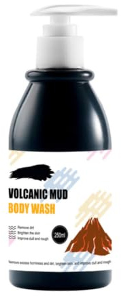 Volcanic Mud Shower Gel 250ml Deep Cleansing Black | Hotel Home Use, Plastic Bottle, Portable Format, Body Whitening Shower Gel