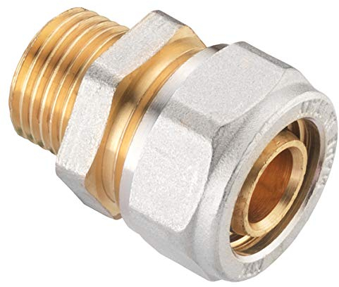 Cornat Verbundrohrsystem Schraub-Kupplung Übergang 20 mm x 1/2 Zoll AG, messing, 20 mm x 1/2 Zoll Aussengewinde