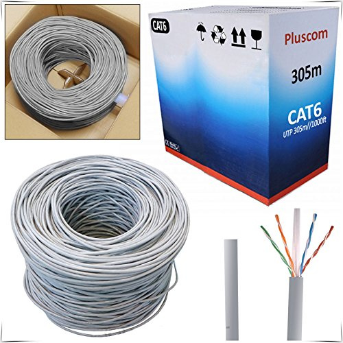 Safekom RJ45 305M Cat6 Cat 6 Network Ethernet Internet Gigabit UTP CCA ADSL Patch LAN Bulk Roll Reel Cable 305 Meter 10/100/1000 For PC Laptop To Modem Router