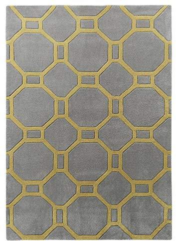 Think Rugs, Hong Kong 4338 Grey/Yellow - 090 x 150