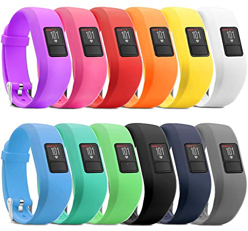iBREK für Garmin Vivofit jr/jr 2/3 Silikon Ersatzband mit Metall Schnalle,Verstellbar Armbänd (Ohne Tracker),12 Stück