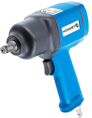 Högert Technik - Pneumatischer Schlagschrauber 1/2 I Schlagmechanismus - Twin Hammer I Leistungsbereich bis 1500 Nm I 3 Betriebsbereiche I Umschalter für die Drehrichtung Links/Rechts I HT4R623