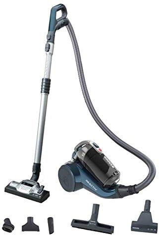 Hoover Reactiv RC60PET - Aspirador sin bolsa con filtro EPA, con accesorio especial para parquet y mascotas, tecnología ciclónica, 450 W, color azul deep shiny