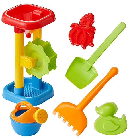 Bramble Juego de Juguetes de Playa, Arena y Agua - 6 Juguetes Divertidos - Ideal para Jugar en la Playa, bañera y Piscina - Molinillo de Arena y Agua Jugar Juego