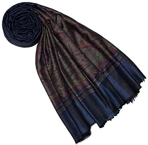 Lorenzo Cana Luxus Pashmina Schal Schaltuch 100% Kaschmir Kaschmirschal Kaschmirtuch Damenschal Gewebt Mehrfarbig, Paisleymuster-schwarz-bunt, 70 x 200 cm