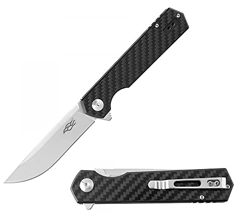 GANZO Firebird FH11-CF Klappmesser D2-Stahlklinge Kohlefaser Griff mit Clip Scharfes Einhandmesser mit Scheide und Kugellager Camping Jagd Angeln Outdoor Taschenmesser EDC-Messer (Kohlefaser)