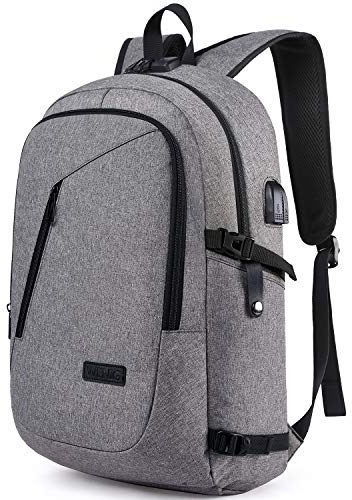 WENIG Laptop Rucksack Herren,17 Zoll Laptop Anti Diebstahl Rucksack Tasche Schulrucksack Business Notebook Rucksack Wasserdicht mit USB,Geschenk für Männer,Arbeit Reisen Schüler Jungen Teenager Grau