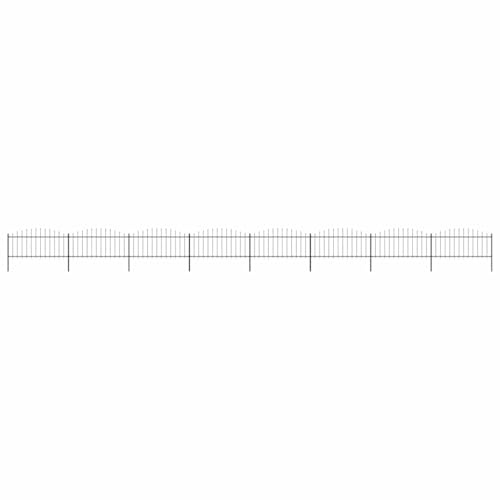 vidaXL Gartenzaun mit Speerspitze Stahl 1339 x 75 cm Schwarz