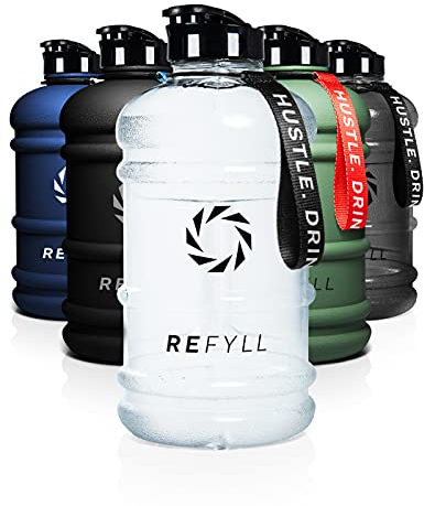REFYLL X Trinkflasche Sport 2L - “Beast” I Leichte Wasserflasche 2 Liter für Gym, Fitness & Training I Water Jug 2200ml I Trinkflasche 2l - 100% Auslaufsicher & BPA Frei (Crystal Clear)