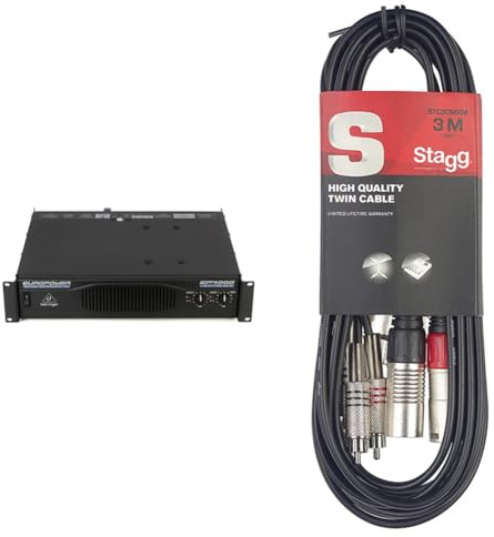 Behringer Europower EP4000 StereoEndstufe & Stagg STC3CMXM S Serie Twinkabel - 2x XLR Männlich - 2x Chinch Männlich 3 m