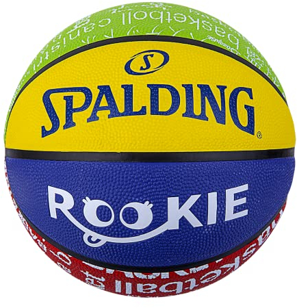 Spalding - Rookie Series - Größe 5 - Gummibasketball - Outdoor-Basketball - Ausgezeichneter Grip - Für Kinder - Mehrfarbig (Mehrfarbig)