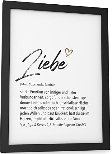Papierschmiede® Herz Definition: Liebe, DIN A5 (ca. 15x21 cm), Poster für Wohnzimmer, Schlafzimmer, Wandbild Wanddeko Geschenk Geburtstag Jubiläum - ohne Rahmen