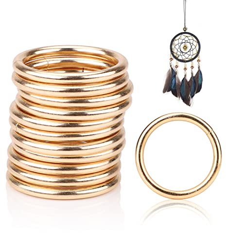 12 Stück 5cm Metall O-Ringe 5mm Dicke Bastel Reifen Makramee Ring für Traumfänger Basteln DIY Projekte, geschweißte runde Ringe für Camping Gürtel, Hundeleinen, Gepäckzubehör (Gold)