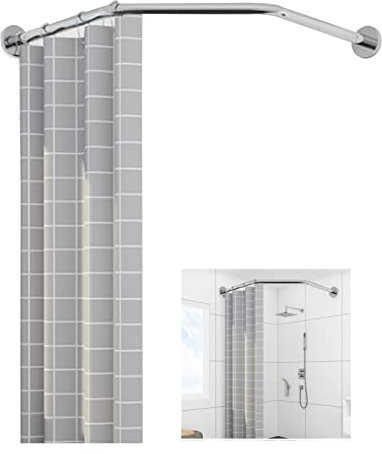 EEUK Tringle Rideau Douche Extensible sans Percage, Support Tringle à Rideaux de Douche Arquée en Acier Inoxydable, Barre Rideau Douche Arrondie en Forme de Diamant(Color:Argent)