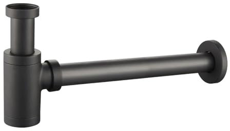 Starbath Plus - Sifone per lavabo - Colore nero opaco - Ideale scarico universale - Ideale per lavandini e servizi igienici - Valvola cromata e design elegante