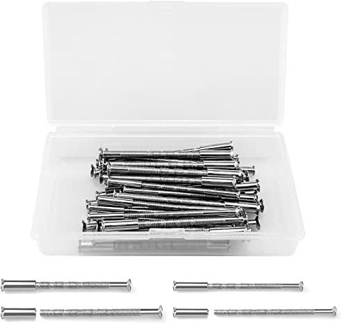 36pièces Poignée de Porte Vis de Fixation et Manchons M3,M4 Nickel Universal Plated Bolt Bolts Sleeves, Longueur du Boulon Réglable, pour Fixer les Poignées de Porte Des Portes Clés Tiroirs de Tiroirs