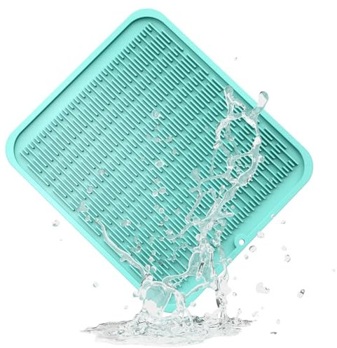 ZLR Tappetino scolapiatti in silicone per bancone della cucina, ecologico, in silicone per uso alimentare, facile da pulire, resistente al calore, tappetino per piatti (verde menta, XL (40,6 x 45,7