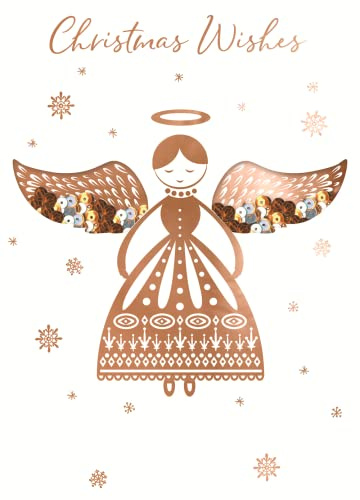 Christmas Wishes Festive Angel Hand-Finished Foiled Christmas Card Xmas Cards XAG003