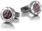 Colibri Daytona-Manschettenknöpfe für Herren – Designer-Manschettenknöpfe mit Violettem Echtleder-Einlage – Drehbarer Walschwanzverschluss – Polierter Edelstahl – Geschenkbox