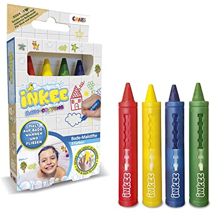 INKEE Rotuladores Lavables para la bañera para niños, Juguetes para La Bañera, Colores para la Bañera, 4 Piezas