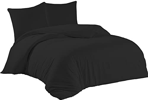 Livessa Bettwäsche 200x220 3teilig Baumwolle - Bettwäsche mit Reißverschluss: Bettbezug 200x220 cm + 2er Set Kissenbezug 80x80 cm, Oeko-Tex Zertifiziert, aus%100 Baumwolle Jersey (140 g/qm)