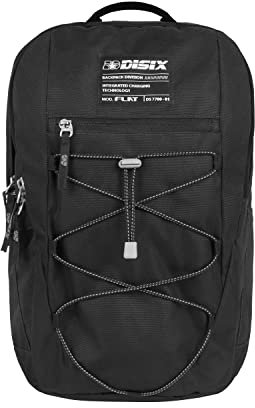 DISIX, FLAT, Zaino con powerbank integrato con scomparto interno imbottito per pc e tablet fino a 15,6'', impermeabile, waterproof, antimacchia… (JET BLACK)